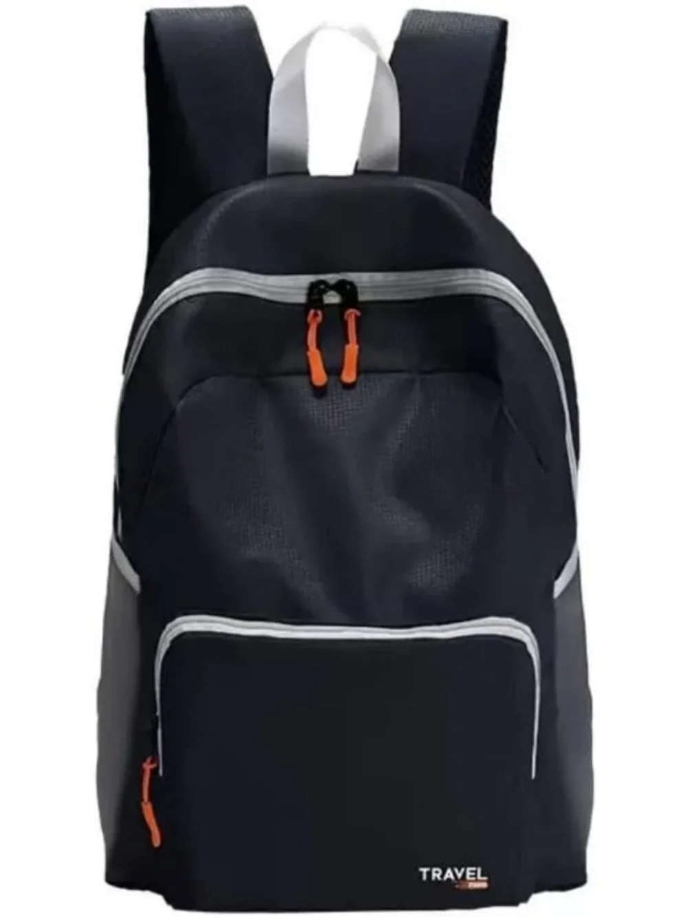 Stylish Black Day Travel Backpack with Front Pocket & Zipper - Perfect for
